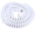 Telefonkabel, RJ9-Stecker - RJ9-Stecker, Spiralkabel, 5m, Weiss